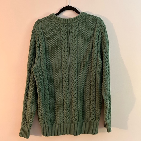 Light olive green, J. Crew cable knit sweater. - Picture 3 of 3